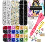 Worthofbest Hotfix Rhinestones Applicator Kit with 8500 Hot Fix Rhinestones SS10/16/20 3/4/5MM, Bedazzler Kit for Blinging Clothes, Fabric and Leather - Washable | Gift Box