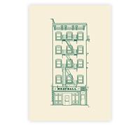 Worthwhile Co The Meatball Shop Modern Vintage Unique A4 Line Drawing Art Print Architecture Aesthetic