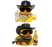 WORUIB 2 Pack Funny Rubber Ducks Novelty Toys, Mini Duck with Money Beer Mug & Alcohol Bottle, Cute Car Dashboard Accessories and Decorations, Small Bath Toys for Party