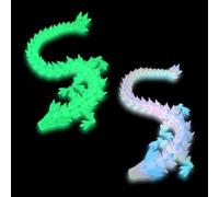 WORUIB 2 Pcs Luminous 3D Printed Dragon, 30cm 3d Printed Dragon, Full Body Joint Mobility,shine in The Dark Night,for Office, Home, Table Decoration,gift (Rainbow and Green)
