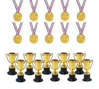WORUIB 20 Pcs Mini Trophy Cup and Medals, Gold Plastic Trophies and Awards for Kids, School Competition Rewards, Sports Events, Party Favors, Confidence Boosters