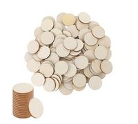 WORUIB 200 Pcs Wooden Circles, Round Wooden Discs, 1 Inch Thick Natural Round Discs for Crafts and Decoration