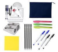 WORUIB 23-Piece Pencil Case with Stationery Included, Complete School Supplies Kit with Ruler Set, Maths Sets for Secondary School, Exam Ready for Students, Office & Home Use