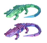 WORUIB 3D Printed Animals, 3D Printed Toys with Lizard Designs, Two Vibrant Reptile Models for Display and Play, Blue Green and Blue Purple Colour Options, Detailed 3D Printed Fidget Toys Collection