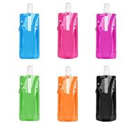 WORUIB 6 Pcs Foldable Water Bottle, Foldable Travel Water Pouches, Roll Up Water Bottle, Reusable Durable and Sturdy, Preventing Side Leakage for Sports, Travel, Drinks, Biking, Hiking (6 Colors)