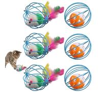 WORUIB 6pcs Cat Mouse Toy, Cat Kicker Toy Set of 6 Interactive Balls, Engaging Play for Indoor Cats with Anxiety Relief, Safe Chewing Entertainment for Solo Play Sessions