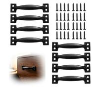 WORUIB 8PCS Gate Handle, Black Door Handles for Wooden Gates, Outdoor Gate Installation and Furniture Drawer Replacement,with D-Pull Design and Mounting Hardware, Suitable for Garden Sheds and Rustic