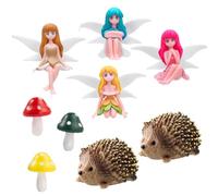 WORUIB 9 Pcs Fairy Ornaments Outdoor, Garden Decorations, Mini Mushrooms And Hedgehog Gifts, Cute Stuff Fairy Garden Kits For Children, Plants Potted Bonsai Craft Decoration