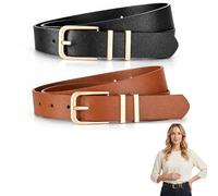 WORUIB Brown Belt Women, Two Pack Leather Belts, Black and Brown Belts, Versatile Waist Belts for Jeans and Dresses, Adjustable Size from 25 to 49 Inches, Fashion Accessories for Daily an