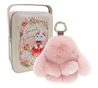 WORUIB Bunny Lulu In A Tin, Fluffy Bunny Trinket Keychain, Plush Rabbit Keychain Pendant With Valentine'S Day Box