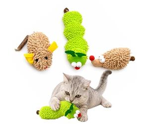 WORUIB Catnip Toys for Cats, Three-Piece Set with Caterpillar Hedgehog Mouse Design, Interactive Play for Indoor Cats, Chew-Resistant Cat Toy, Dimensions 23 by 6.5 by 4 cm