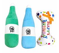 WORUIB Dog Birthdays Present, Dog birthday Gifts and Dog Birthday Toy Set, Interactive Playtime for Canine Companions, Three Durable Chew Toys with Assorted Textures and Squeaker Features