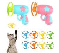 WORUIB Flying Disc Launcher Toy, Interactive Cat Toy with Two Colourful Discs, Indoor and Outdoor Play for Cats and Small Dogs, Portable Design for Family Bonding and Pet Exercise