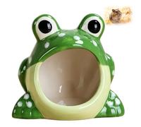 WORUIB Frog Design Pet Habitat, 12.3x11 cm, Ceramic Material, Multi Chamber Hideout, Small Animal Habitat, Summer Cooling Shelter, Easy Clean Design, Stable Structure
