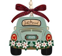 WORUIB Just Married Wedding Decorations, Acrylic Keepsake for Newlyweds, 9*8.5cm Wedding Ornament, Ideal for Bridal Shower, Anniversary and First Christmas