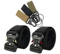 WORUIB Tactical Belt, 2 Pack Quick Release Military Belt with 3 Belt Clips, Adjustable Nylon Webbing for Outdoor Work, Airsoft, Army, Law Enforcement, Construction and Casual Wear
