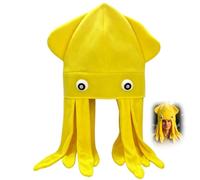WORUIB Yellow Octopus Hat, Silly Hat for Costume Parties and Events | Cartoon Octopus Design, Yellow Colour, Silly Hats for Adults, Fish Costume Accessory, Themed Party Wear, Cosplay Headwear