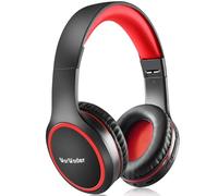 WorWoder Bluetooth Headphones Over Ear, 70H Playtime and 3 EQ Music Modes Wireless Headphones with Microphone, HiFi Stereo Foldable Lightweight Headset, Deep Bass for Home Office Cellphone PC (Red)