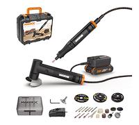Worx 18V(20V MAX) 2-Tool MakerX Combo Kit WX990, Rotary Tool+Angle Grinder, PowerShare, 1* Battery, 1* Charger, 1* Hub, 35pcs Accessories
