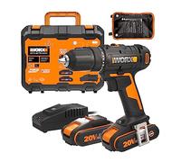 WORX 18V (20V Max) Cordless Drill Driver Kit WX108.2, Max 45 Nm, 2-Speed, LED, 13mm Keyless Chuck, 20+1 Clutch Position, 30pcs Drill bits, PowerShare, 2 * 2.0Ah Battery, 1 * 2A Charger