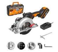 Worx WX531 20V PowerShare Cordless 120mm Brushless Compact Circular Saw with 1x 2.0Ah Battery & Charger - 41mm Cutting Depth, 6100 RPM, One-Handed Operation