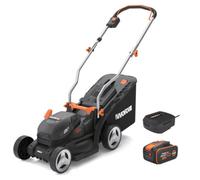 Worx WG733E 20V 33cm Cordless Brushless Lawn Mower - 4.0Ah Battery & Charger - Cut-to-Edge, 6-Position Height Adjust, 35L Grass Bag, Ideal for Small Gardens Up to 200㎡