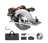 WORX 20V Cordless Circular Saw WX520 Brushless Brushless Saw | External Rotor Brushless Motor, 190mm TCT Blade, Vacuum Adaptor, Parallel Guide, PowerShare, 4.0Ah Battery & Charger
