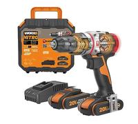 WORX 20V WX354 Cordless Brushless Impact Drill, 2 in 1, Active Hammer Technology, Adjustable Torque, 60 Nm, Chuck 13 mm, for All Materials, with 2 x 2Ah Battery and Charger