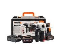 Worx 20V WX380 Cordless Punch 2.2J 24mm Concrete Punch for Drilling, Percussion Drilling and Chiseling, Variable Speed, with 2 x 4Ah Batteries, Charger, Accessories