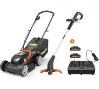 WORX WG927E 34cm Dual Battery 36V Lawn Mower 18V Cordless Grass Trimmer x2 2.0Ah