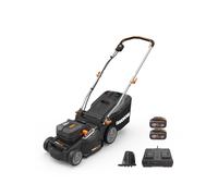 WORX WG737E 40V PowerShare Brushless Cordless Lawnmower 37cm | Brushless IntelliCut motor adjusts to grass; 2-in-1 mulch & bag; 6-height adjust; up to 550㎡; 2x4.0Ah batteries & charger