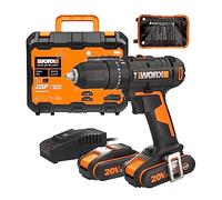WORX Cordless Impact Driver 18 V (20 V MAX) WX370, PowerShare, Max. 50 Nm, with 2 x 2.0 Ah Batteries and 30 Drills, 2 Variable Speeds, Automatic Chuck 13 mm