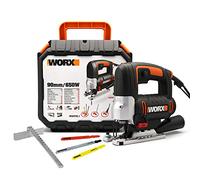 WORX Jigsaw 650 W WX478.1, 20 mm Stroke, Up to 90 mm, Multi-Material, Pendulum System, Variable Speed, Blade Change Without Tools, Miter Cuts, Comes with 3 Blades