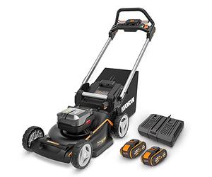 WORX Nitro 40V (2x20V) Lawn Mower | PowerShare | WG749E | Includes 2 4Ah Batteries and Dual Charger | 46 cm with traction | Mulching | 7 Height Positions