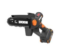 Worx PowerShare 20V 6" Mini Garden Chainsaw with Brushless Motor 7m/s Chain Speed Only 1.4kg Including 20V 2.0Ah Battery and Charger
