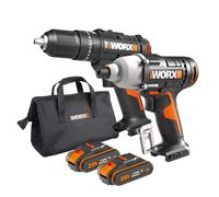 WORX Powershare Cordless Impact Driver Hammer Drill Twin Pack 20V x2 2.0Ah WX902