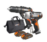 WORX Powershare Cordless Impact Driver Hammer Drill Twin Pack 20V x2 2.0Ah WX902