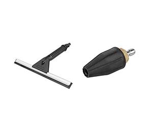 WORX WA4050 Hydro Shot Window Squeegee with Water Sprayer Accessory, Black with WA4037 Hydroshot Turbo Water Nozzle Accessory, Black