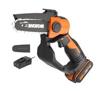 WORX WG324E 12cm 20V Cordless Compact Chainsaw with 2.0Ah Battery and Charger - Lightweight, High-Efficiency Motor, Safe Design