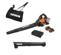 WORX WG583E WG583E 40V Brushless Cordless Blower Vacuum, 2 in 1 Speed, 335 km/h Speed, 2 Speed Modes for More Efficiency, with Harness and Bag, 2 x 4Ah Batteries and Dual Charger