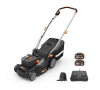 Worx WG737E 40V 37cm Cordless Lawnmower - Ideal for Medium to Large Gardens (300-550㎡) - Includes 2x 4.0Ah Batteries & Charger - IntelliCut™ Tech, Mulching & Bagging, Adjustable Height, PowerShare
