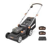 Worx WG745E 40V 41cm Cordless Brushless Lawnmower - Ideal for Medium to Large Gardens Up to 600㎡ - Includes 2x 4.0Ah Batteries & Charger, Cut-to-Edge, Striped Lawn Roller, Foldable Handle