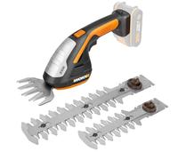 WORX WG801E.9 - Cordless Grass and Shrub Shears 20 V PowerShare, 3-in-1 Scissors with Various Knife Attachments - 20 cm Scissors, 12 cm Shrub Trimmer
