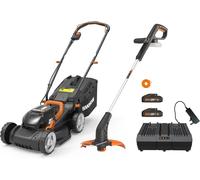 Worx WG927E 40V Cordless 34cm Lawnmower & 20V Trimmer Set Includes Batteries