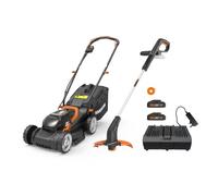 WORX WG927E Dual 20V Battery 34cm Cordless Lawn Mower & 18V (20V MAX) Cordless Grass Trimmer