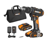 Worx Wx 370.1 Powershare 20 V Cordless Combi Hammer Drill Kit With 2 Batteries, Charger And Carry Bag, 6800 Bpm / 27200 0-400 /