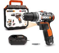 WORX WX128 Akkuschrauber 12V - 25Nm, 2-Gang-Getriebe und LED-Licht - Akkubohrschrauber Set zum Bohren und Schrauben - mit Li Ion Akku, Ladegerät und Koffer