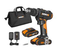 WORX WX370.1 PowerShare 20V Cordless Combi Hammer Drill Kit with 2 Batteries, Charger and Carry Bag, 6800 BPM / 27200 BPM, 0-400/0-1600/min, High Torque Impact Drill Set for Wood, Metal and Masonry