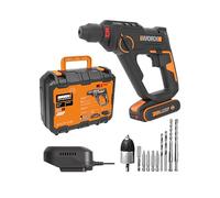 Worx WX391 20V PowerShare Cordless Rotary Hammer Drill - 3-in-1 SDS Plus Hammer Driver with 1.2J Impact Energy, 6400bpm, 2.0Ah Battery & Charger - Compact Lightweight Concrete Drill