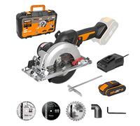 Worx WX531 20V PowerShare Cordless 120mm Brushless Compact Circular Saw with 1x 2.0Ah Battery & Charger - 41mm Cutting Depth, 6100 RPM, One-Handed Operation